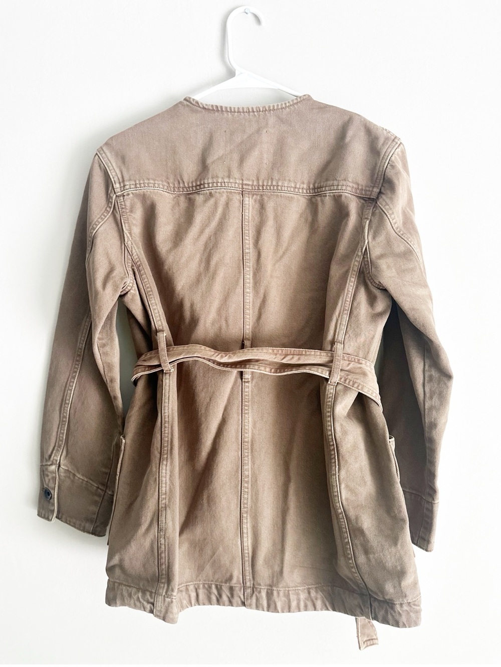Everlane the long denim barrel jacket garment dyed chocolate size extra small - Picture 3 of 5